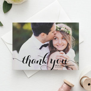 Carte postale de Merci de Mariage de script Foreve