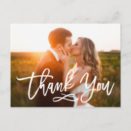 Carte postale de Merci Mariage lettres main chic