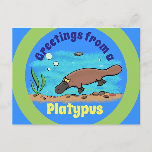 Carte postale de mignonne platypus sous-marin (Devant)