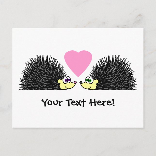 Carte Postale De Mignons Hérisson En Amour (Devant)