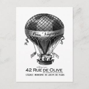 carte postale de montgolfière vintage