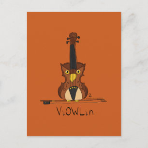 Carte postale de musique de violon de hibou ViOWLi