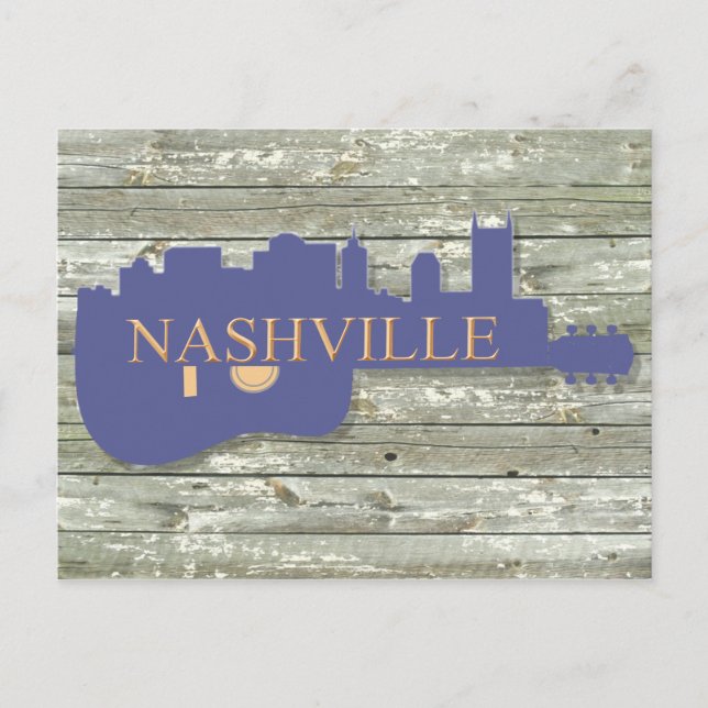 Carte postale de Nashville avec guitare sur fond d (Devant)