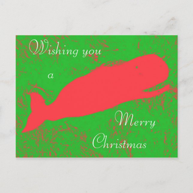 Carte postale de Noël à la baleine rouge (Devant)