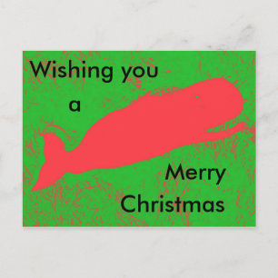 Carte postale de Noël à la baleine rouge