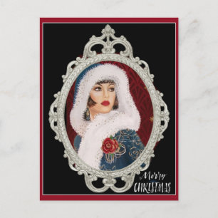 Carte postale de Noël Art Déco Vintage élégante fe