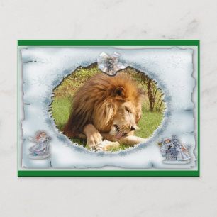 Carte postale de Noël au lion africain