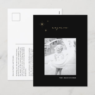Carte postale de Noël Black & Gold Radiant Rejoign