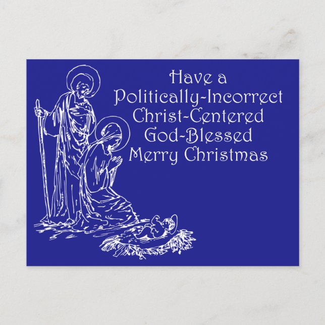 Carte postale de Noël chrétienne politiquement inc (Devant)
