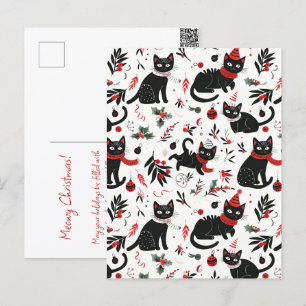 Carte postale de Noël Cute Retro Black Cats