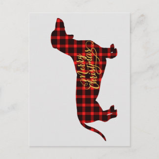 Carte postale de Noël de Buffalo Plaid Dachshund