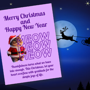 Carte postale de Noël de chat de Père Noël