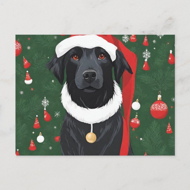 Carte postale de Noël de chien noir (Devant)