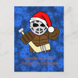 Carte postale de Noël de gardien de but de hockey