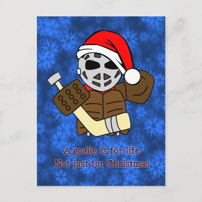 Carte postale de Noël de gardien de but de hockey  (Devant)