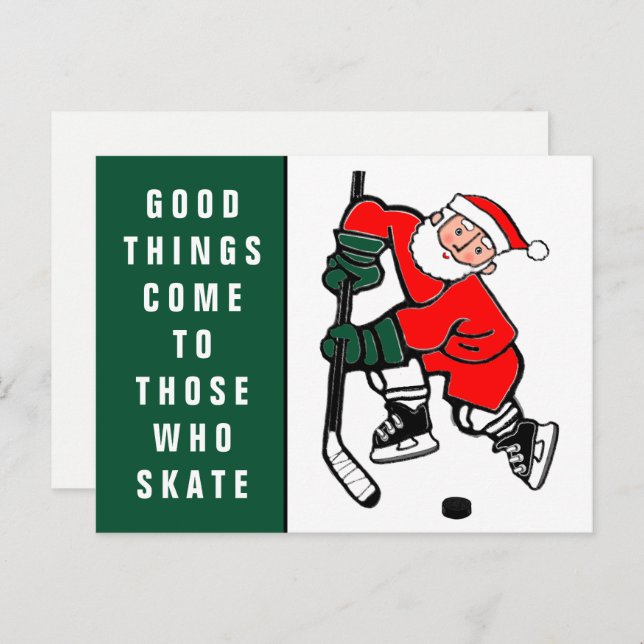 Carte postale de Noël de Hockey Funky (Devant / Derrière)