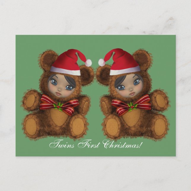 Carte postale de Noël de jumeaux de Père Noël (Devant)