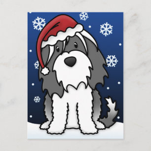 Carte postale de Noël de Kawaii Tibétain Terrier