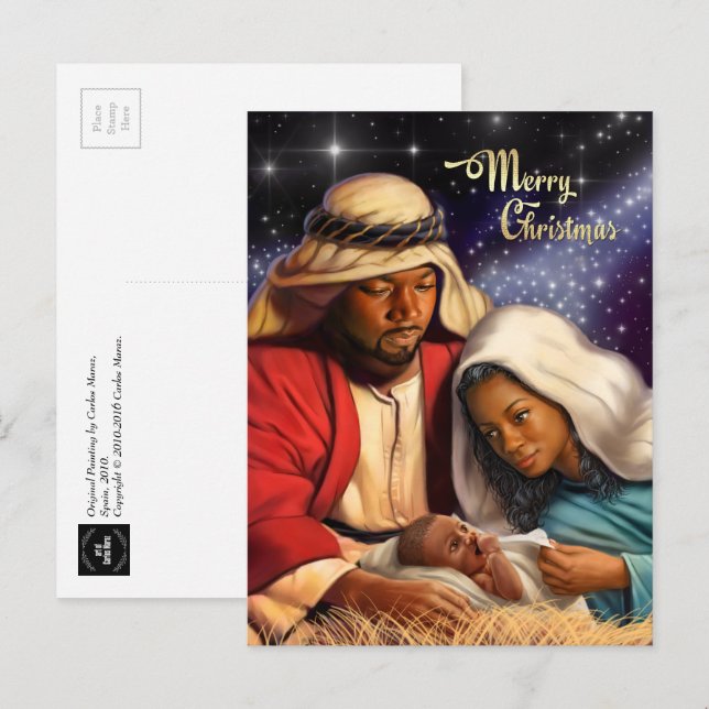 Carte postale de Noël de la Nativité afro-américai (Devant / Derrière)