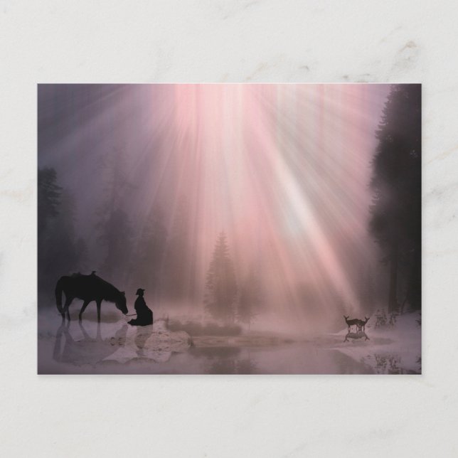 Carte postale de Noël de l'église Cowboy (Devant)