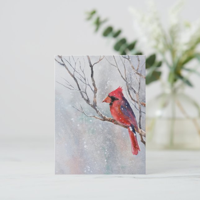 Carte postale de Noël de l'oiseau couleur de l'eau (Debout devant)