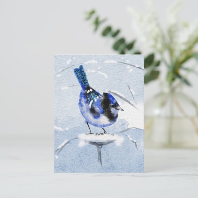 Carte postale de Noël de l'oiseau couleur de l'eau (Debout devant)