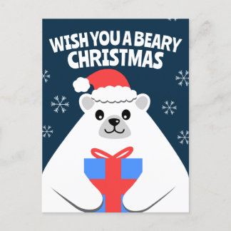 Carte postale de Noël de l'ours polaire personnali