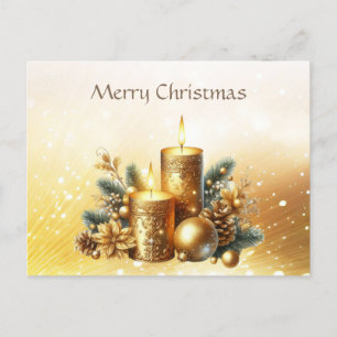 Carte postale de Noël de Noël de bougies d'or