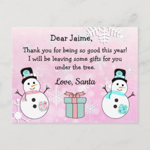 Carte postale de Noël de Père Noël à un enfant