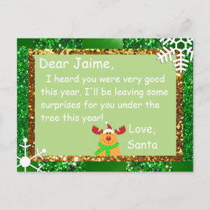 Carte postale de Noël de Père Noël à un enfant