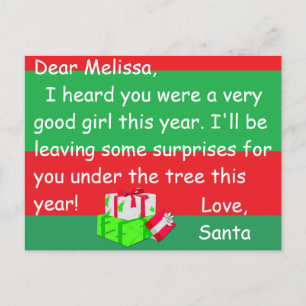 Carte postale de Noël de Père Noël à un enfant