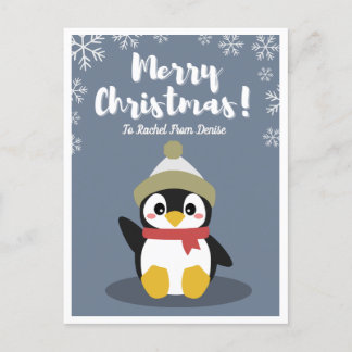 Carte postale de Noël de pingouin personnalisées