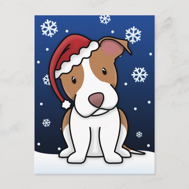 Carte postale de Noël de pitbull de Kawaii (Devant)