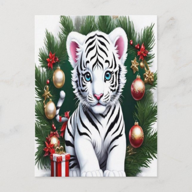 Carte postale de Noël de Tiger Blanc (Devant)
