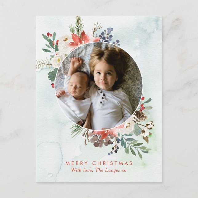 Carte postale de Noël Délicate couronne florale (Devant)