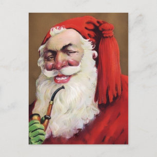 Carte postale de Noël Déplaisante de Père Noël vin
