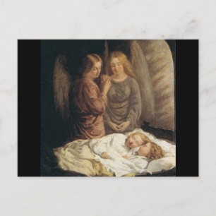 Carte postale de Noël des anges gardiens