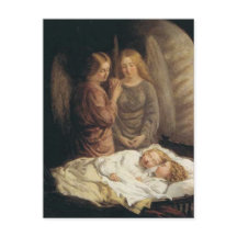 Carte postale de Noël des anges gardiens