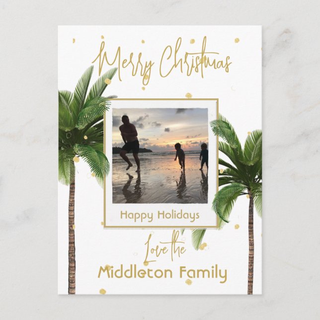 Carte postale de Noël Famille Tropical Holiday (Devant)