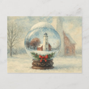 Carte postale de Noël hivernale avec boule à neige