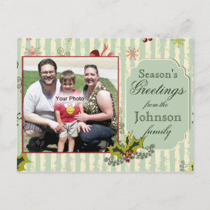 Carte postale de Noël Holly et Bows