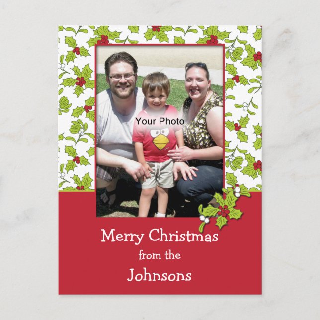 Carte postale de Noël Holly et Mistletoe (Devant)