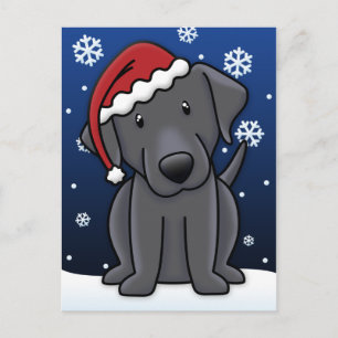 Carte postale de Noël Kawaii Black Lab