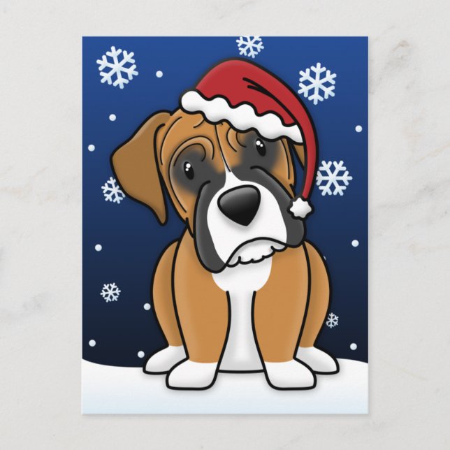 Carte postale de Noël Kawaii Boxer (Devant)