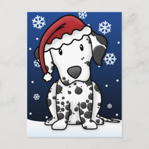 Carte postale de Noël Kawaii Dalmatien