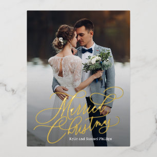 Carte postale de Noël mariée Foil pour les vacance