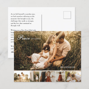 Carte postale de Noël multi-photo Peace on Earth