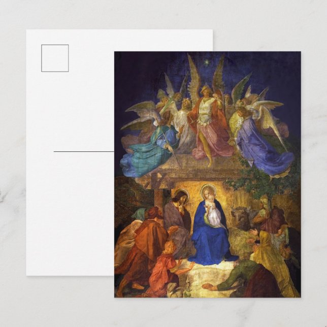 Carte postale de Noël Nativité Religieux Catholiqu (Devant / Derrière)