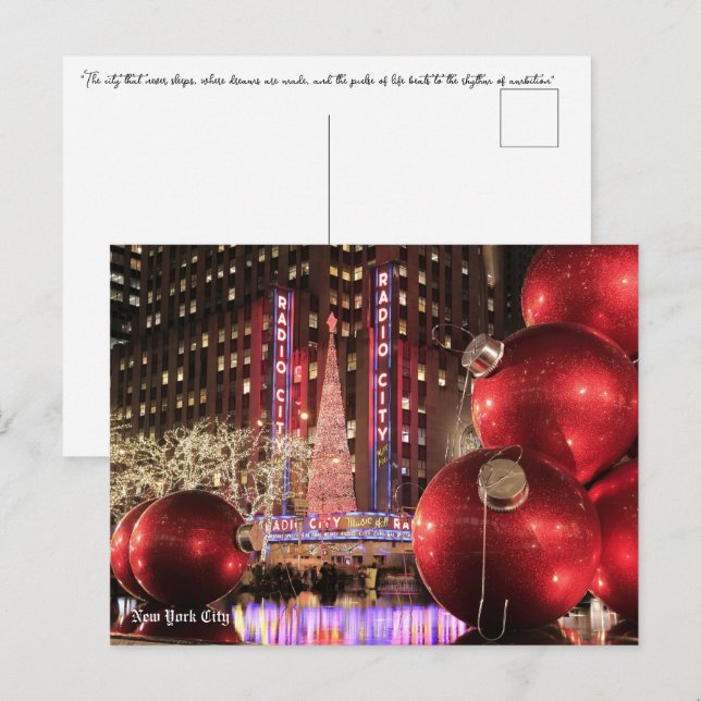 Carte postale de Noël NYC - New York City (Devant / Derrière)