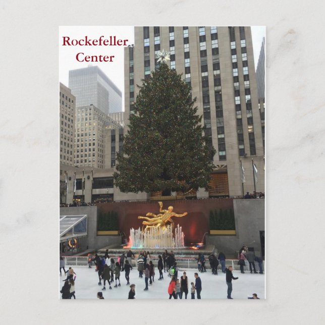 Carte postale de Noël NYC Rockefeller Center Skate (Devant)